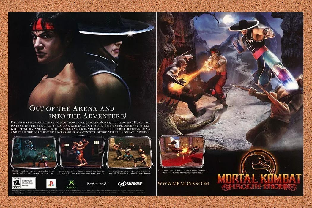 2005 Mortal Kombat Shaolin Monks PS2 Original Advertisement / Retro Promo v1