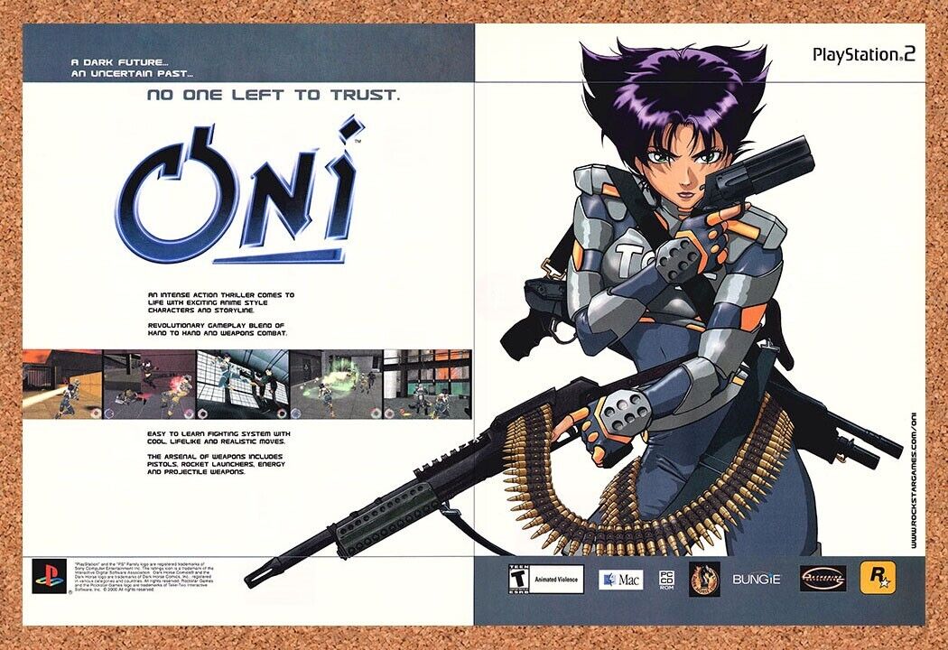 Oni PS2 Original 2003 Print Ad Authentic Rockstar Anime Video Game Art Promo