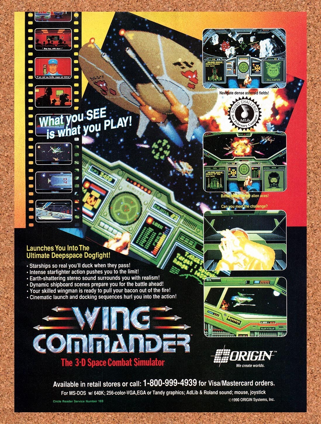 1989 Wing Commander MS-DOS Original Advertisement / Retro Wall Art v4