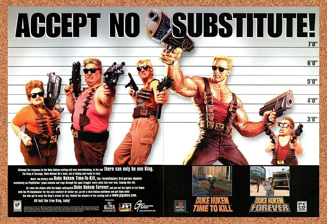 Duke Nukem 3D Forever PS1 Original 2000 Print Ad Authentic Video Game Promo