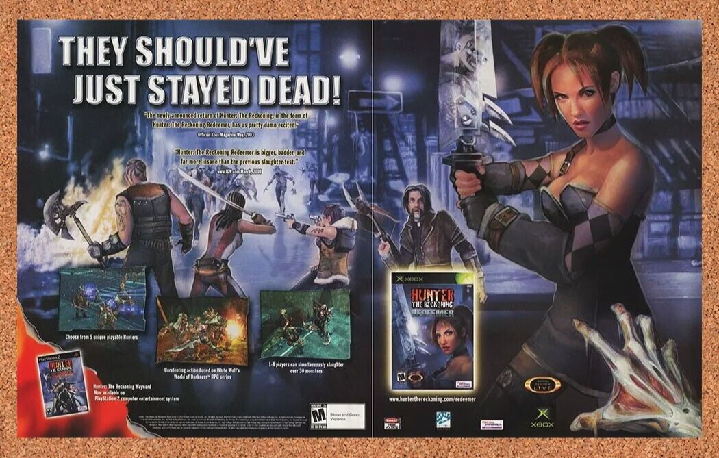 Hunter The Reckoning Wayward Redeemer PS2 Original 2005 Ad Authentic Game Promo