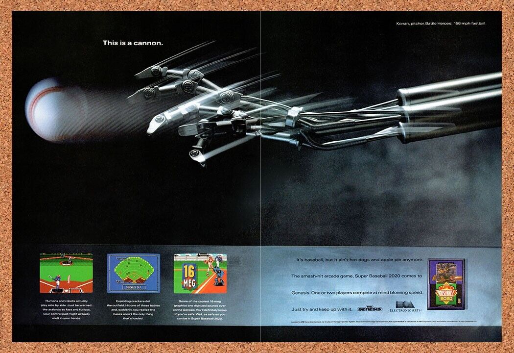 1993 Super Baseball 2021 Genesis Original Advertisement / Retro Wall Art v1