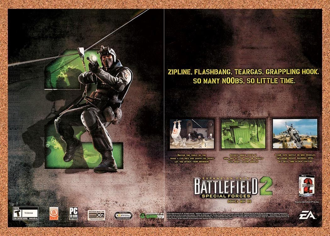 2005 Battlefield 2 Special Forces PC Original Advertisement / Retro Promo v4