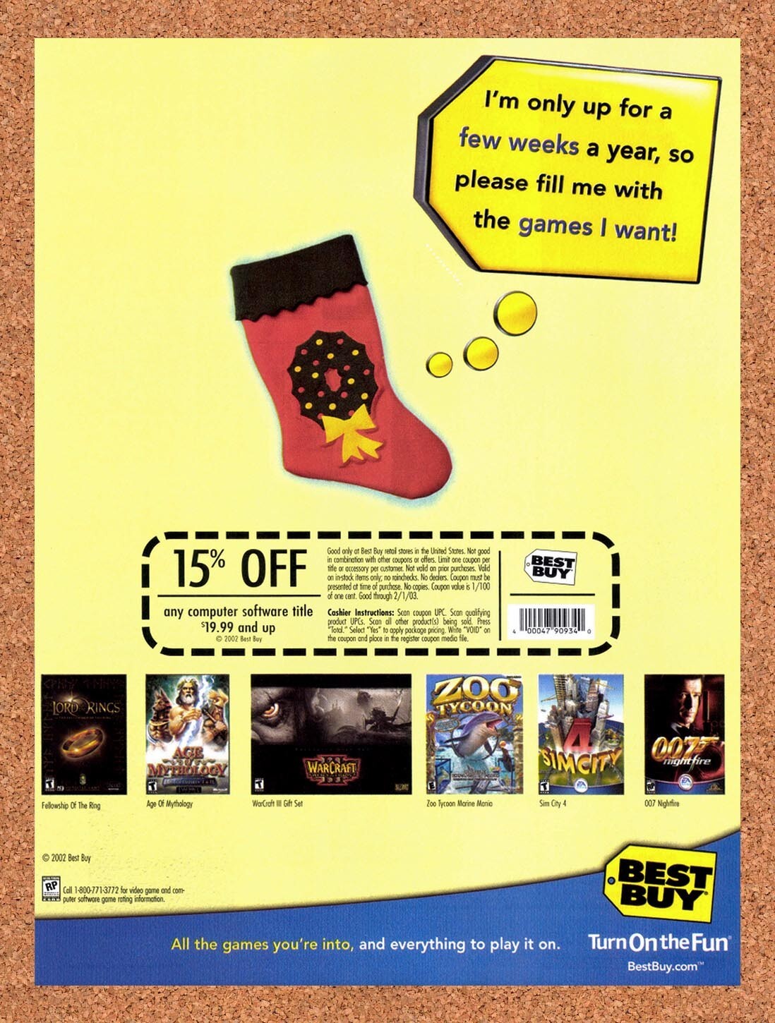 2002 Best Buy Christmas Original Advertisement / Retro Wall Art v7