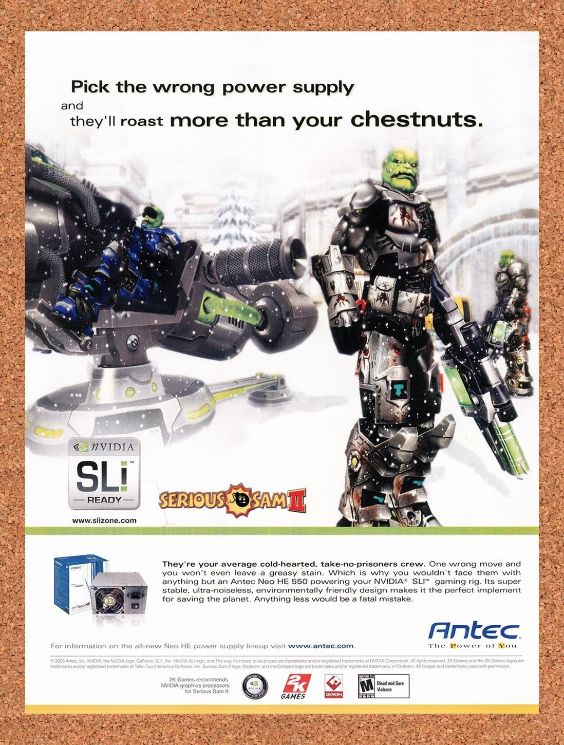 2006 Serious Sam 2 Antec Neo HE 550 Original Advertisement / Retro Promo v4