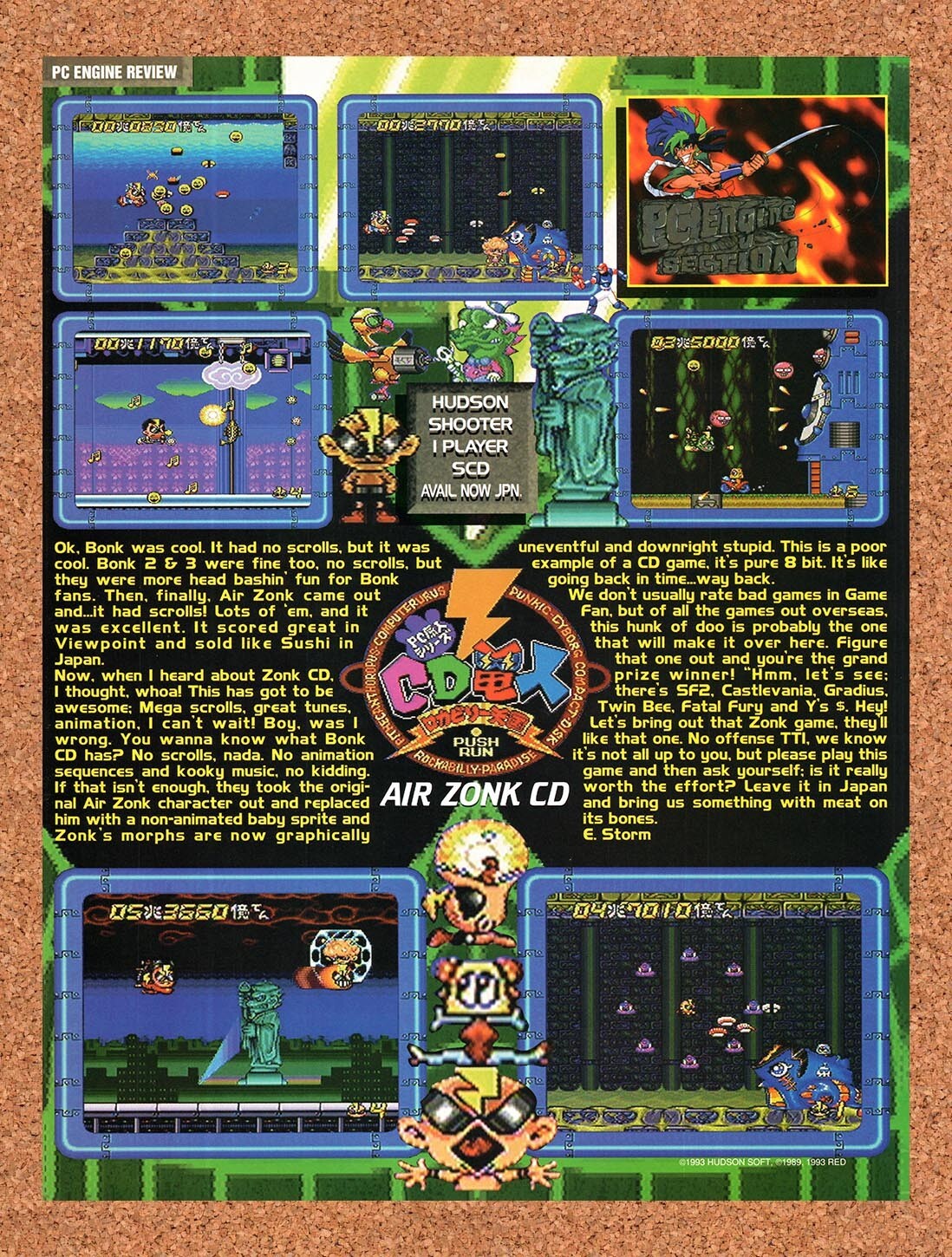 1993 Air Zonk PC Engine Original Advertisement / Retro Wall Art v1
