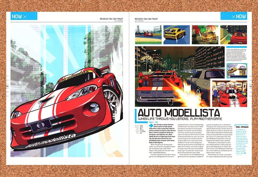 Auto Modellista PS2 Original 2003 Ad Authentic Capcom Racing Video Game Promo
