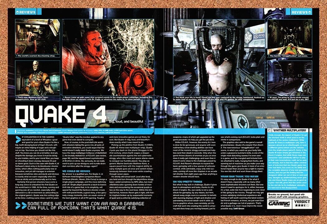 Original 2005 Quake 4 PC Vintage Print Ad - Video Game Review Promo Wall Art 2