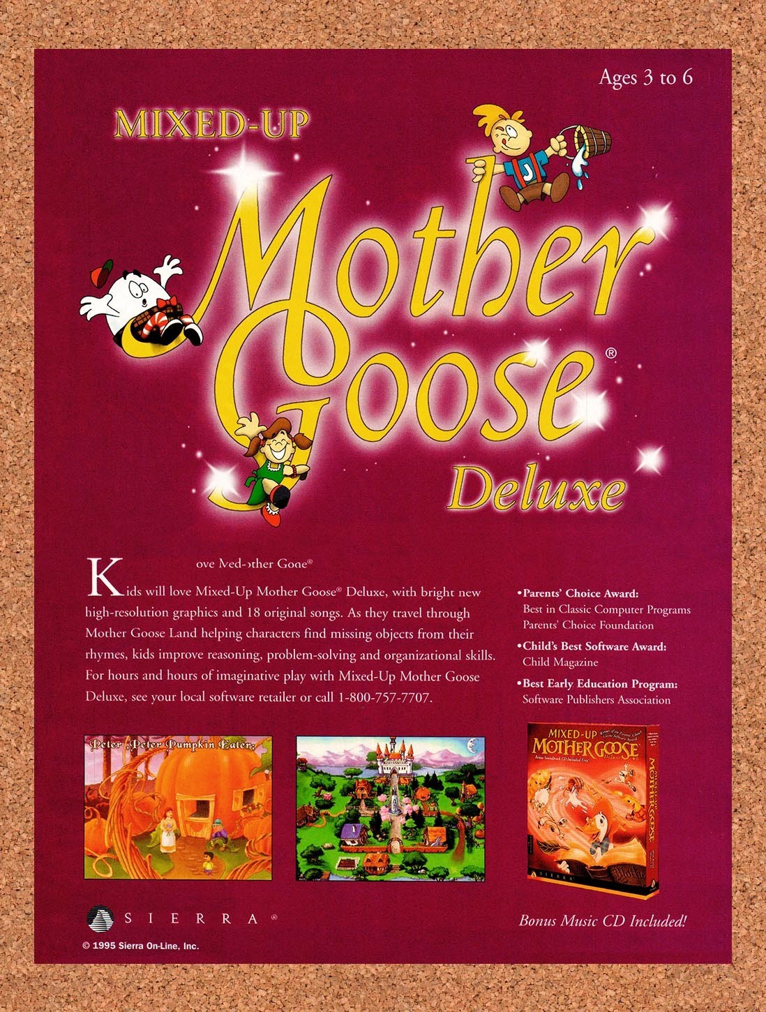 1995 Mixed-Up Mother Goose Deluxe PC Original Advertisement / Retro Promo v1
