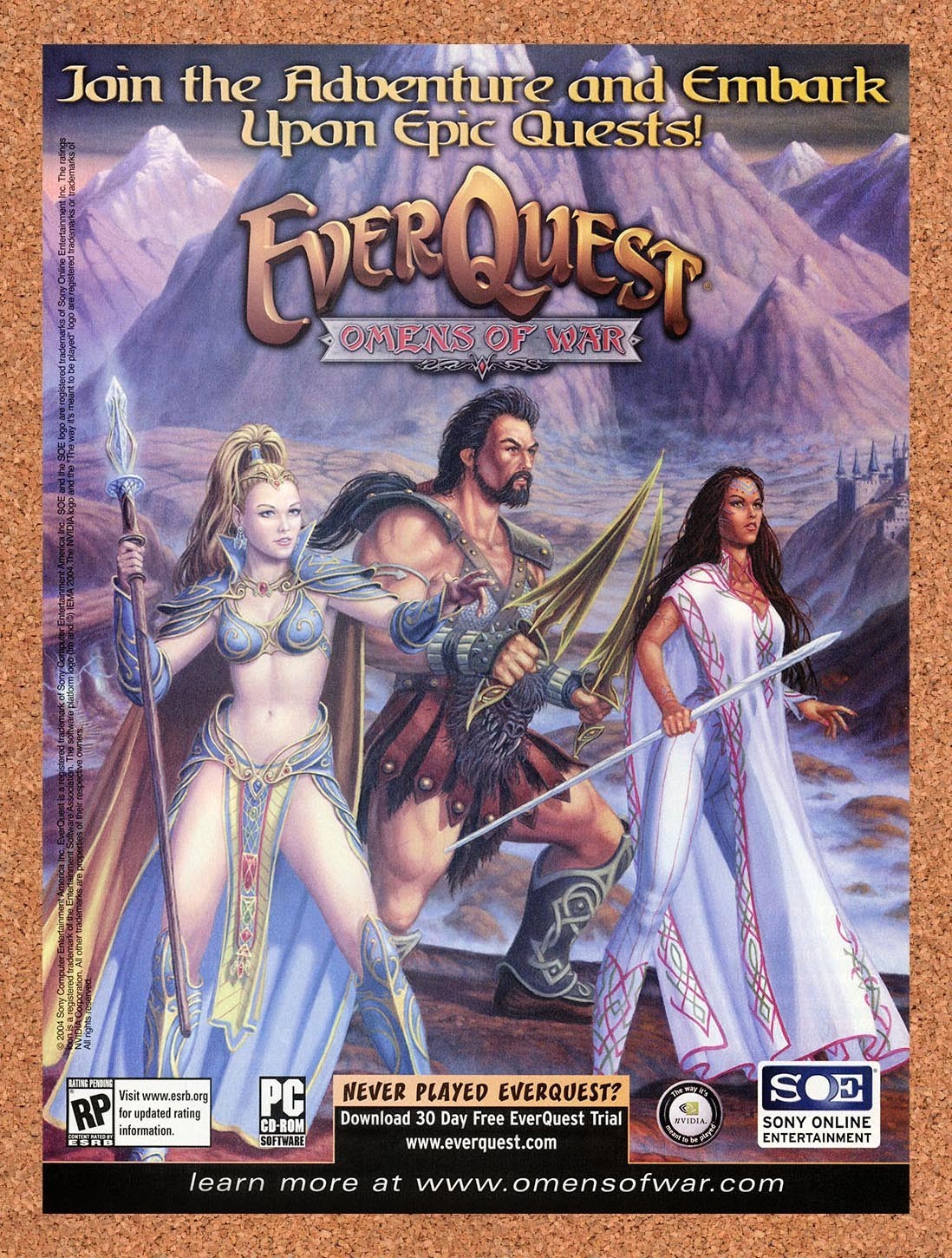 2004 EverQuest Omens Of War PC Original Advertisement / Retro Promo v1