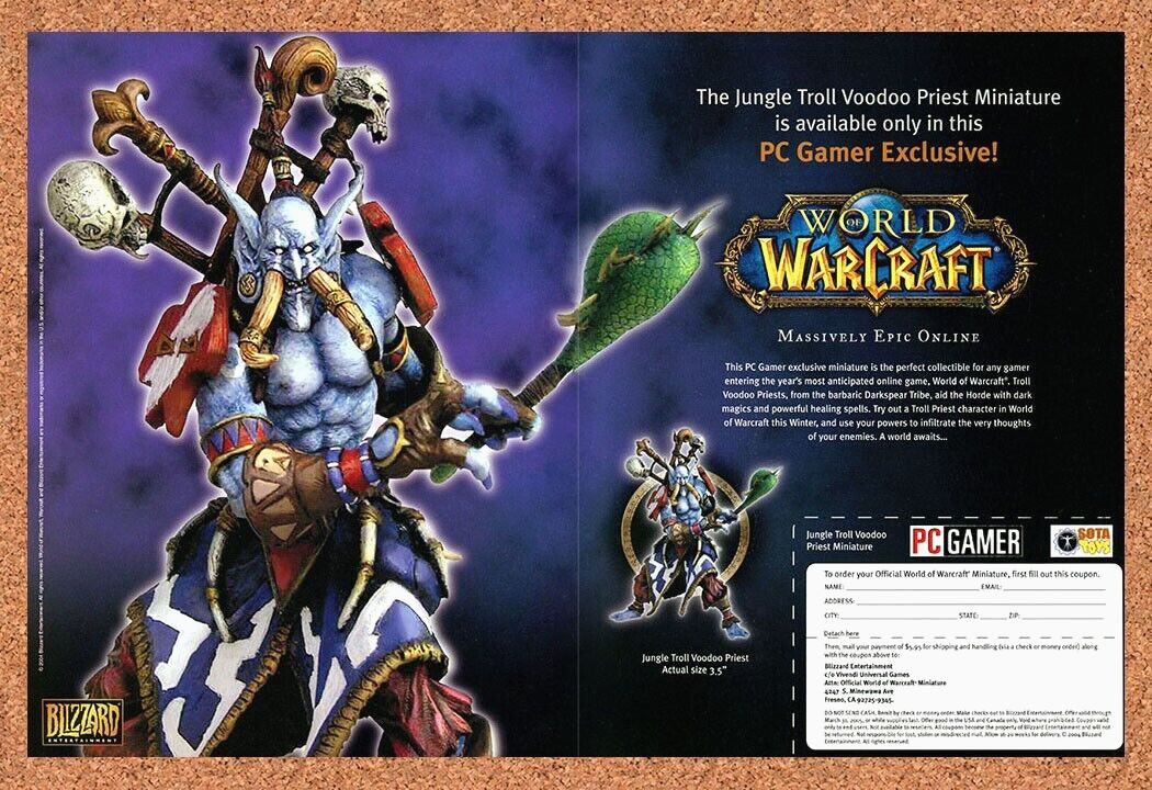 World Of WarCraft Original 2006 Ad Authentic Troll Priest Miniature Game Promo