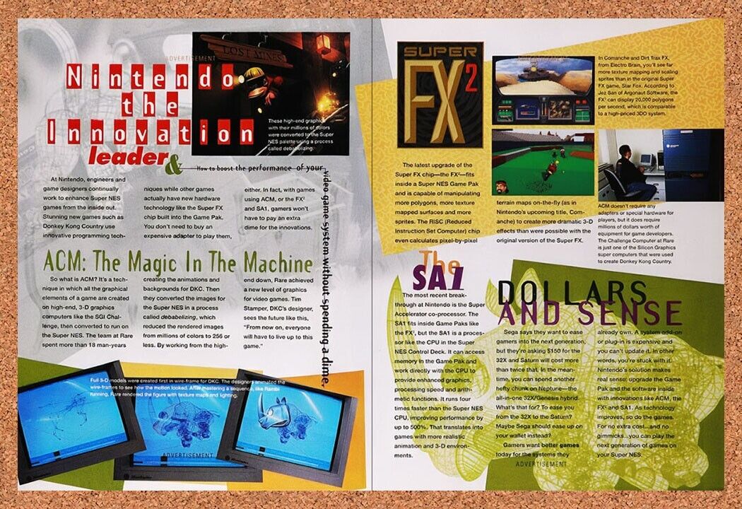 1995 Nintendo Super FX2 Review Original Advertisement / Retro Wall Art v7
