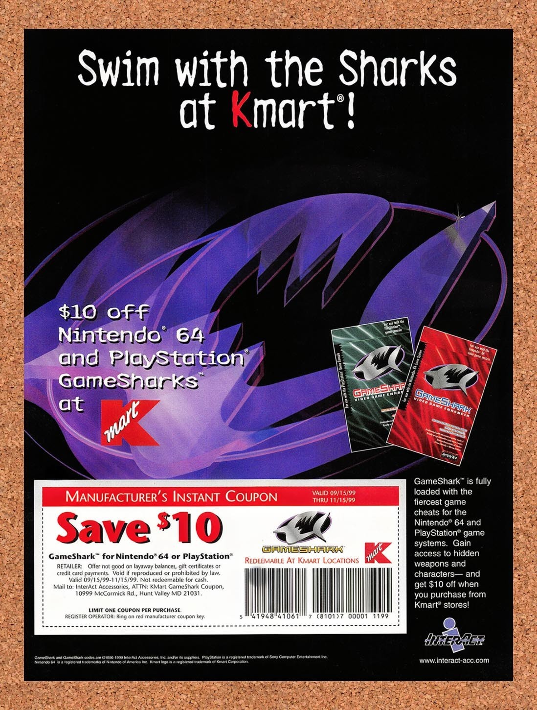 1999 GameShark KMart Rebate Original Advertisement / Retro Promo v1