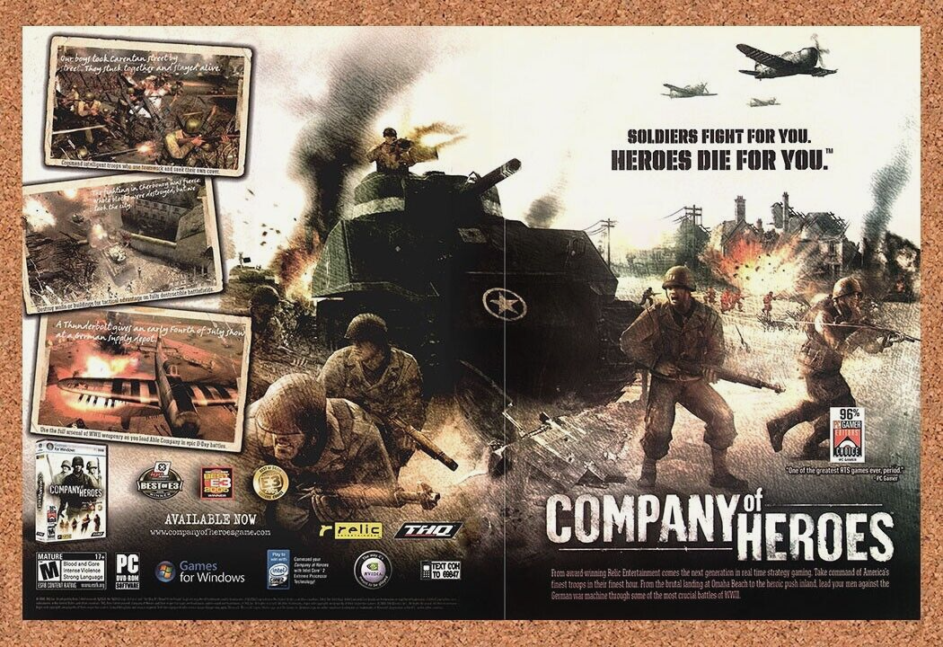 Original 2006 Company Of Heroes PSC Vintage Print Ad - Video Game Art Promo