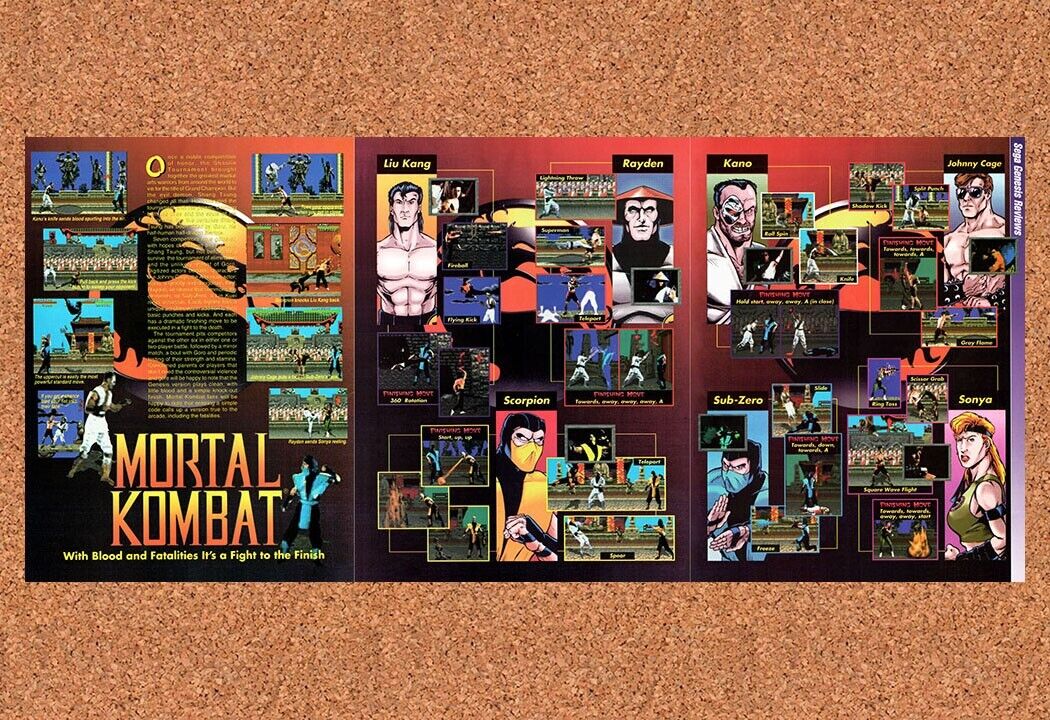 1993 Mortal Kombat SNES Original Advertisement / Retro Wall Art v11
