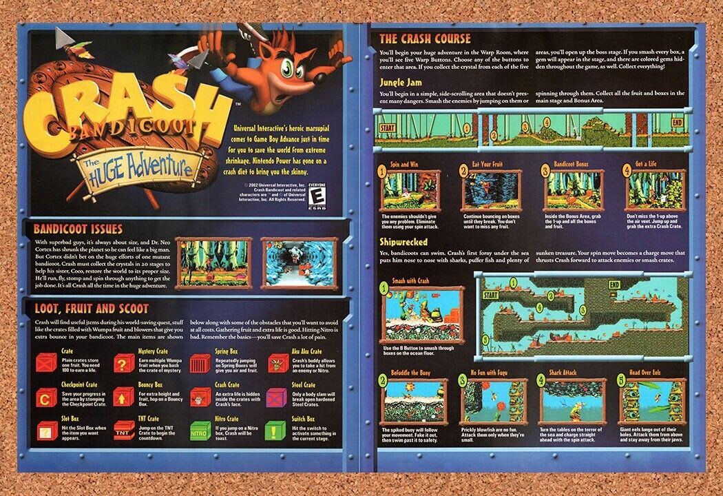 Crash Bandicoot Huge Adventure GBA Original 2003 Vintage Ad - Video Game Promo