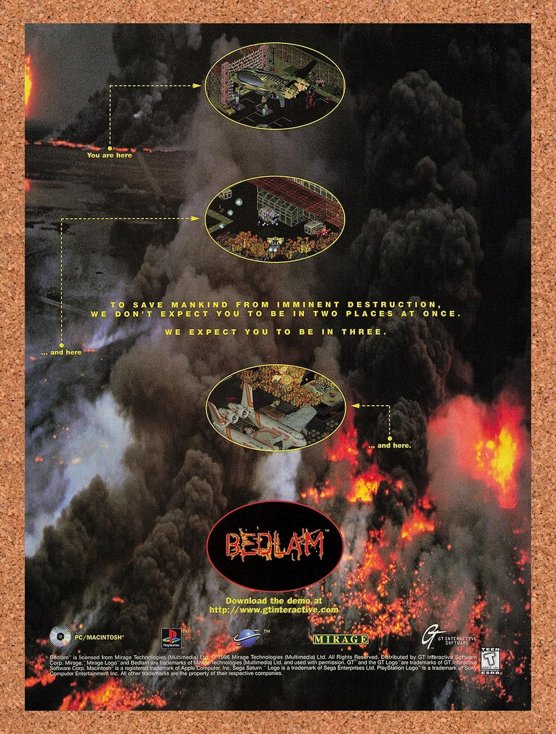 1996 Bedlam PC Original Advertisement / Retro Promo v2
