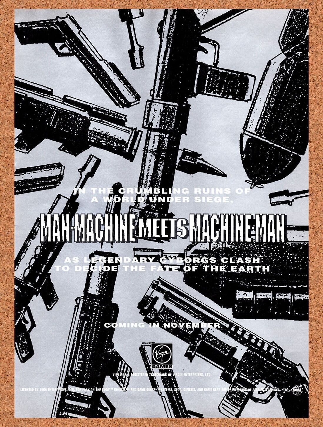 1993 Robocop Vs Terminator Genesis Original Advertisement / Retro Wall Art v2