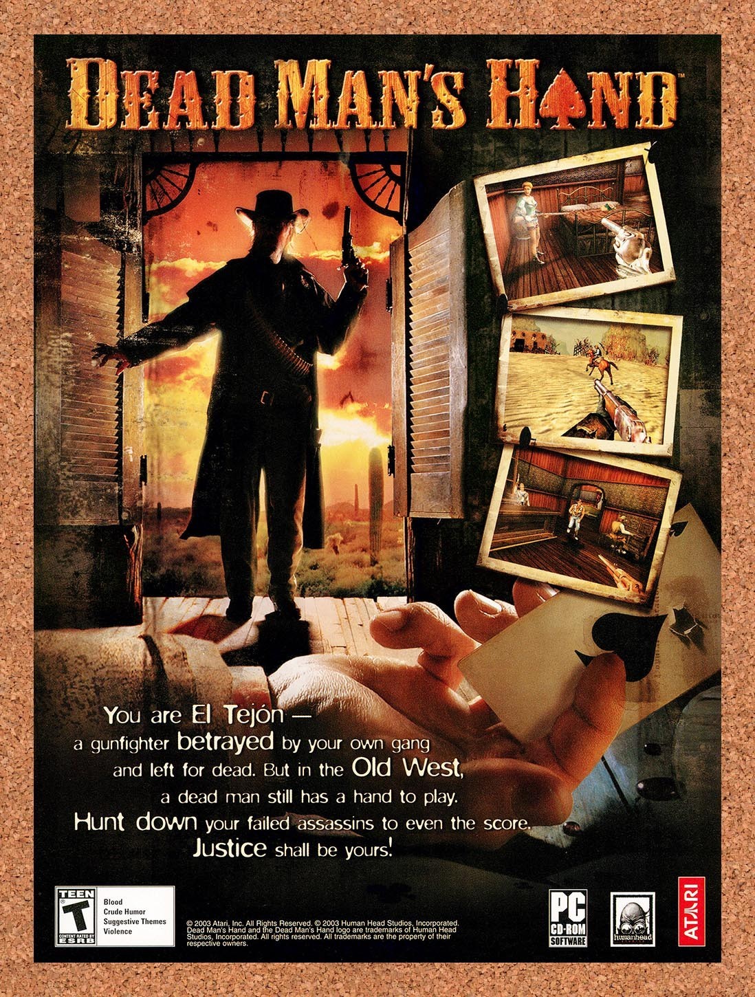 2004 Dead Man's Hand Xbox Original Advertisement / Retro Promo v1