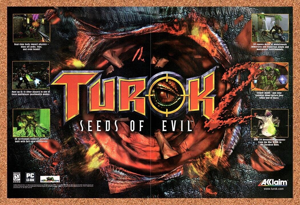 1998 Turok 2 Seeds Of Evil PC Original Advertisement / Retro Wall Art v2