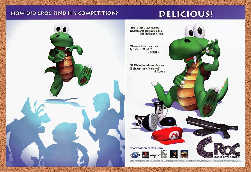 1997 Croc Legend Of The Gobbos PS1 Original Advertisement / Retro Wall Art v1