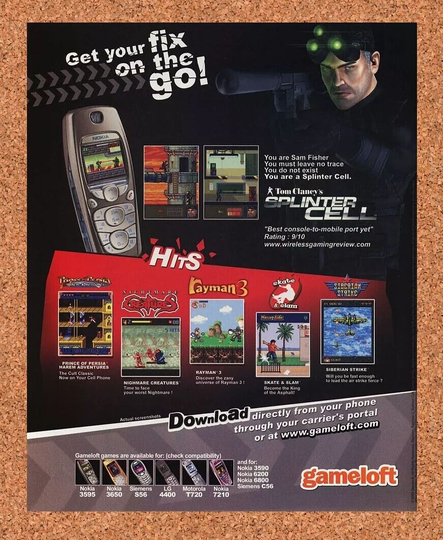 Splinter Cell Gameloft Mobile Original 2005 Ad Authentic Retro Video Game Promo