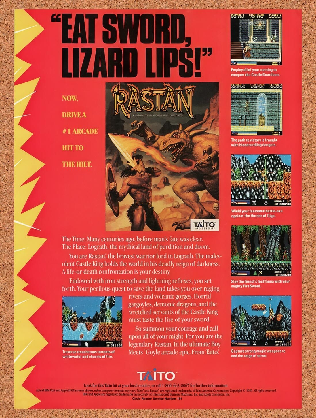 1989 Rastan IBM Original Advertisement / Retro Wall Art v1