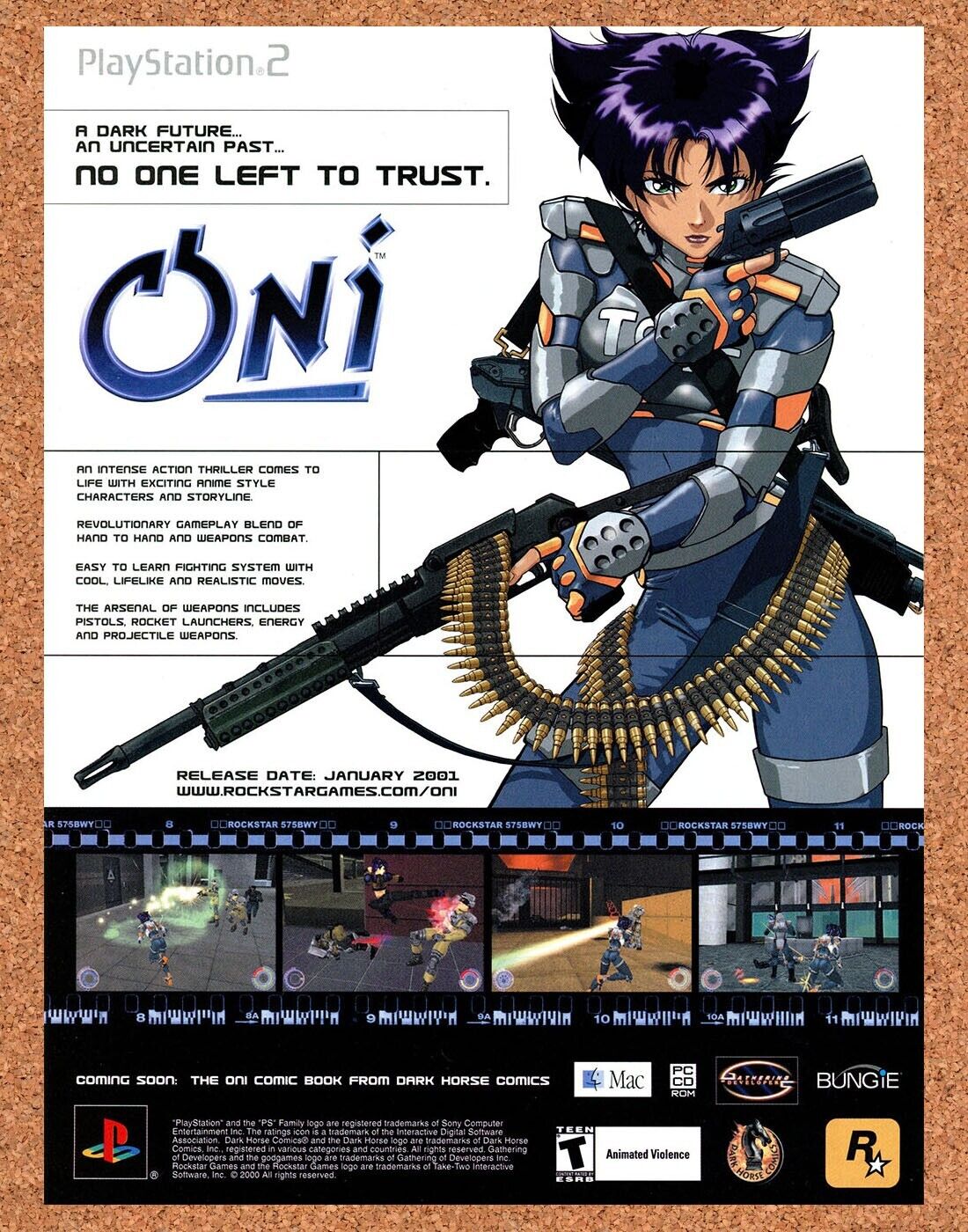 Oni PS1 Original 2003 Print Ad Authentic Rockstar Anime Video Game Art Promo