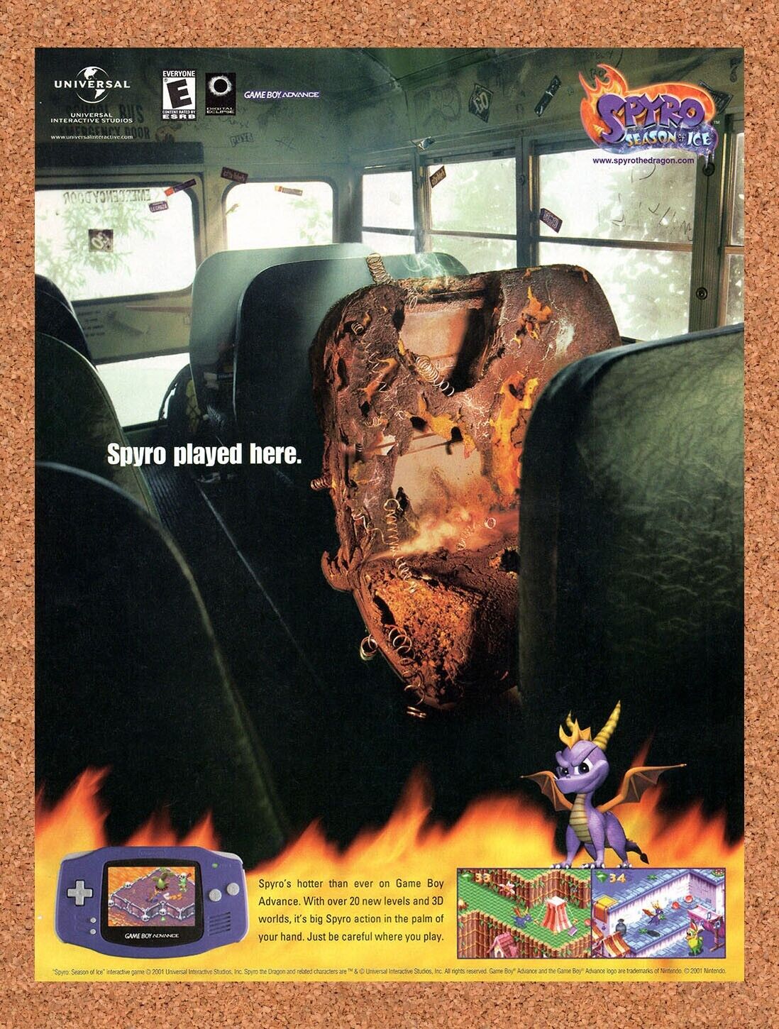 2001 Spyro Season Of Ice GBA Original Advertisement / Retro Wall Art v1