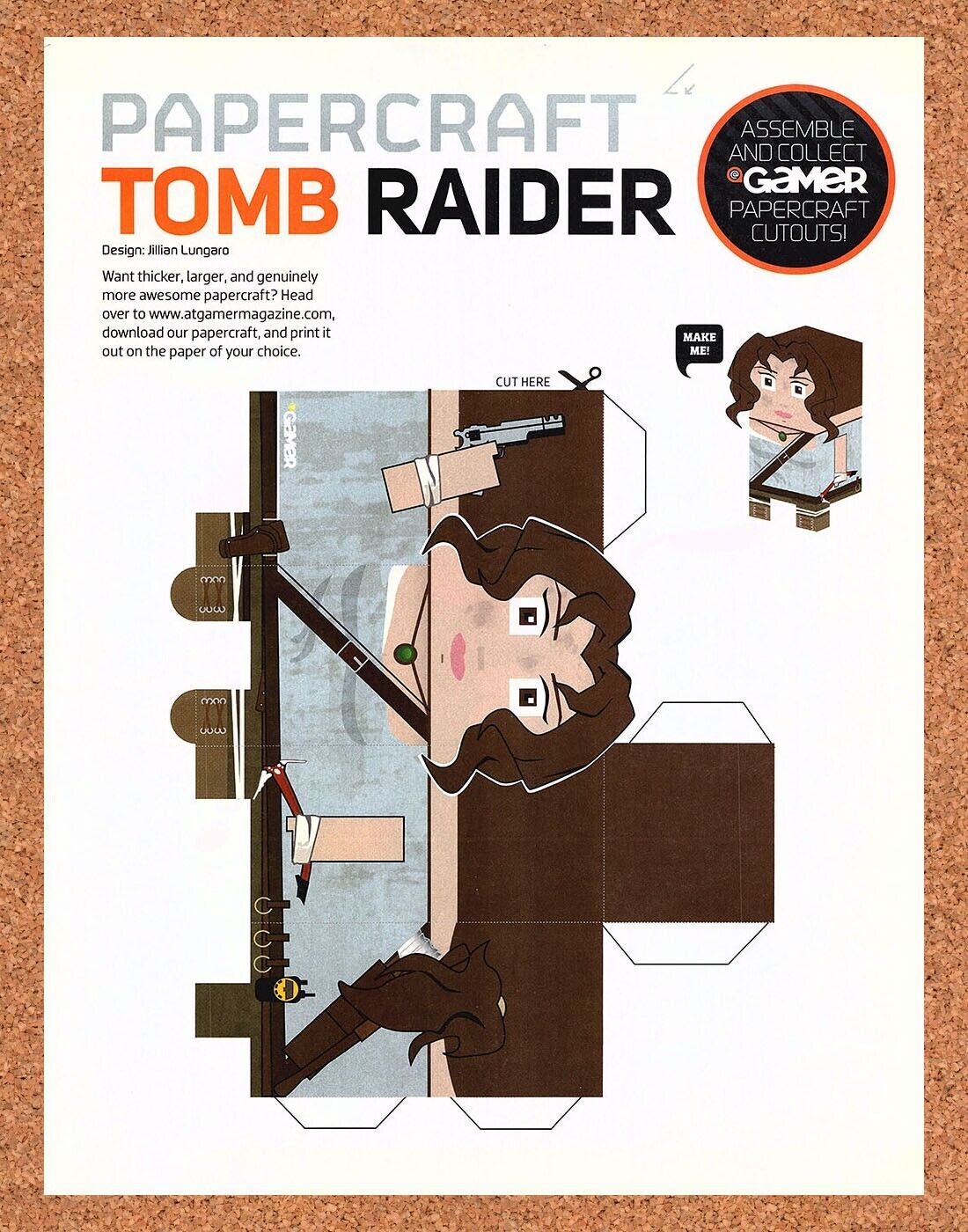 Tomb Raider PaperCraft Original 2013 Ad Authentic Video Game Collectible Promo