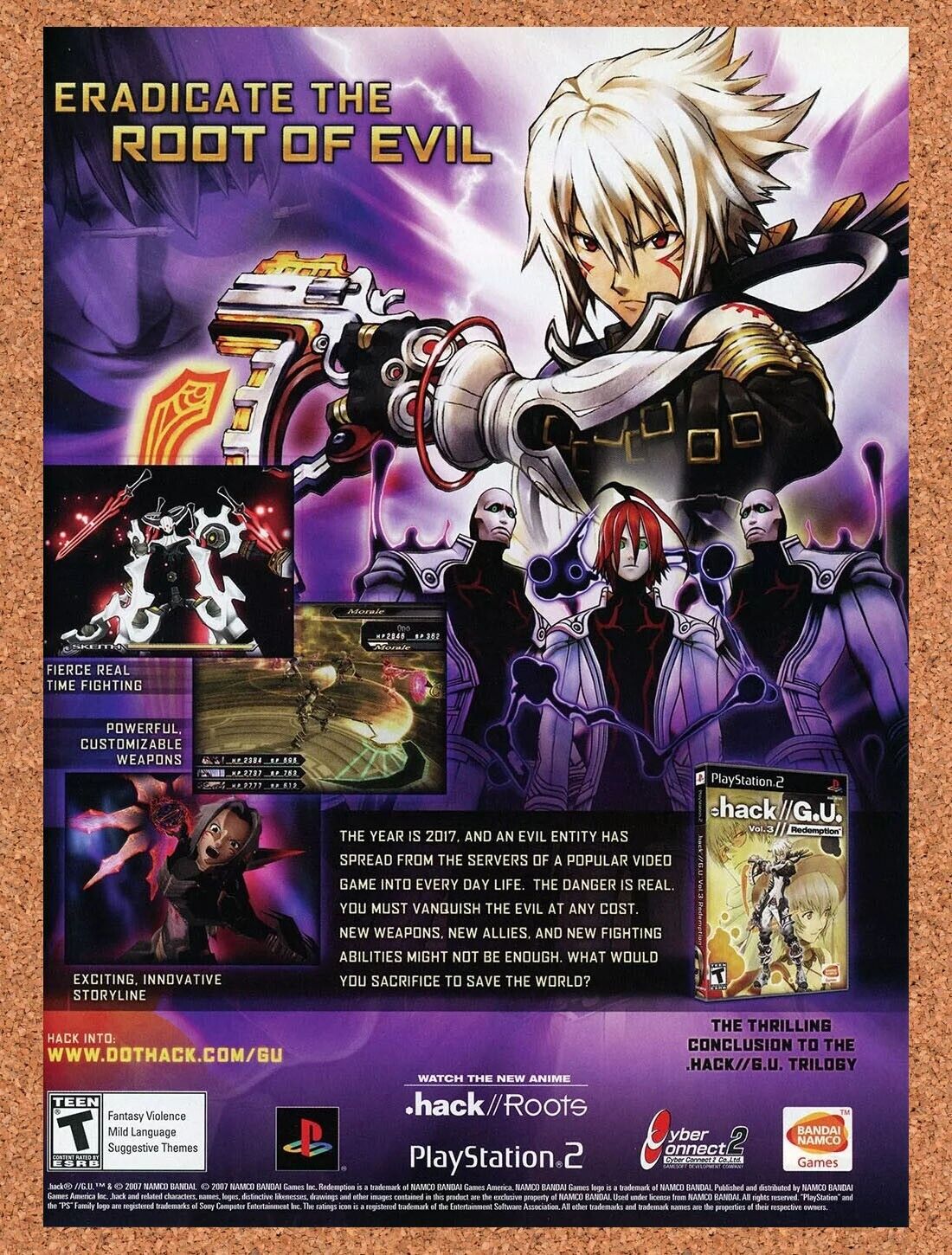 Dot Hack PS2 GU Redemption Original 2007 Ad Authentic Bandai Video Game Promo