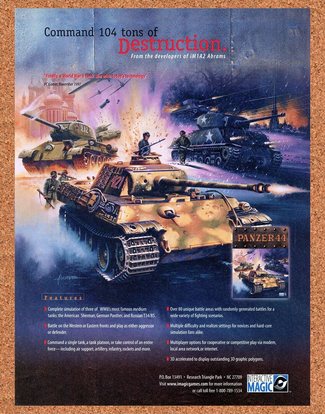 Panzer 44 PC Original 2000 Print Ad Authentic WWII Video Game Promo Wall Art