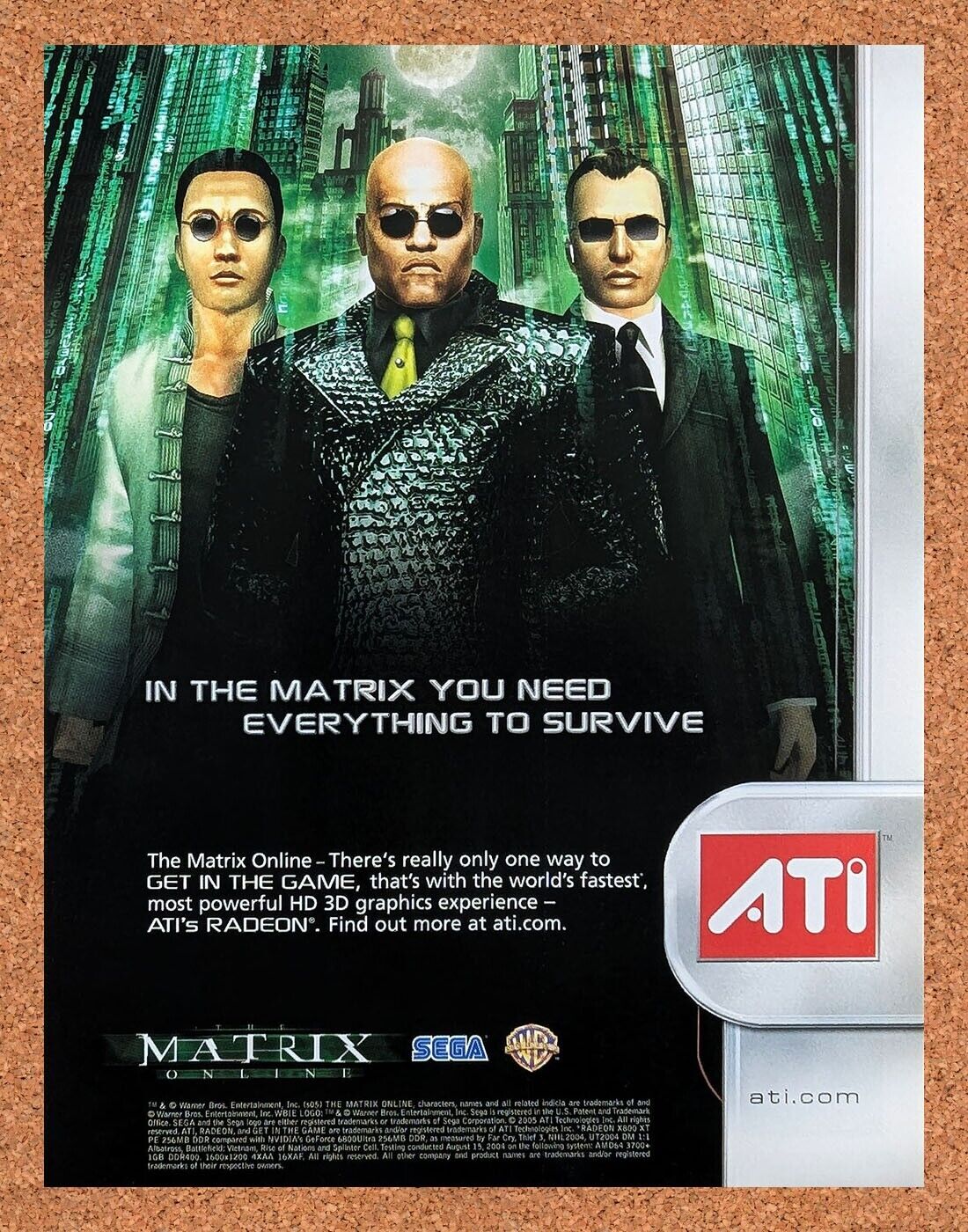 The Matrix Online PC Original 2007 Ad Authentic ATI Radeon Video Game Promo