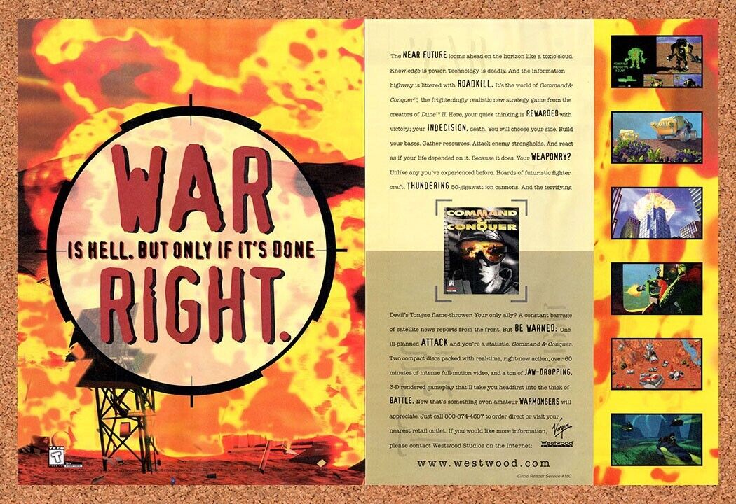 Command & Conquer PC Original 1997 Vintage Ad - Video Game Art Promo