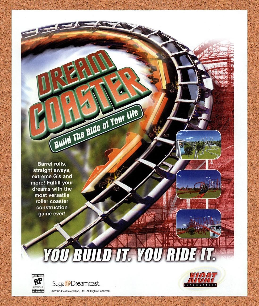 2000 Dream Coaster Dreamcast Original Advertisement / Retro Promo v1