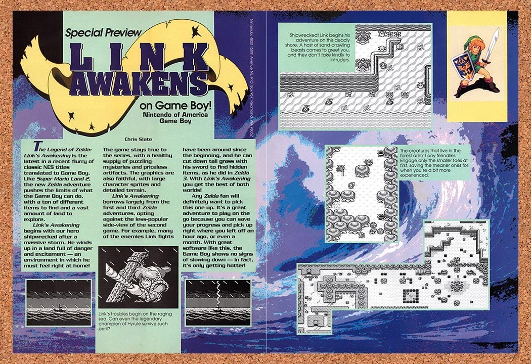 1993 Zelda Links Awakening Game Boy Original Advertisement / Retro Promo vr1