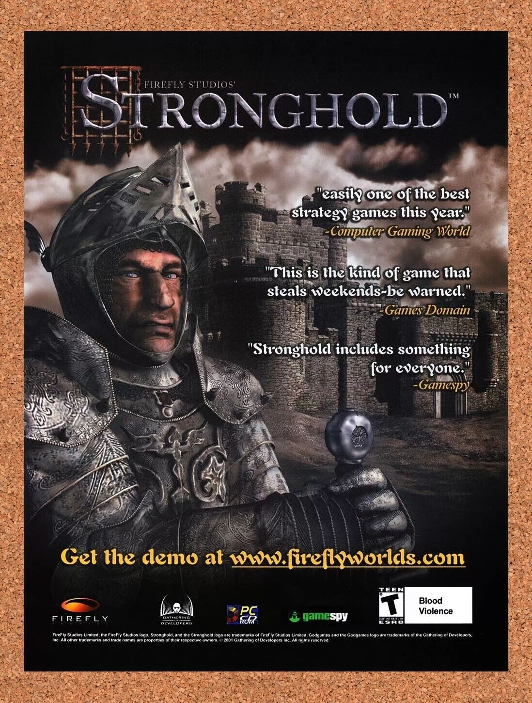 Stronghold PC Original 2003 Ad Authentic Firefly Studios RTS Video Game Promo