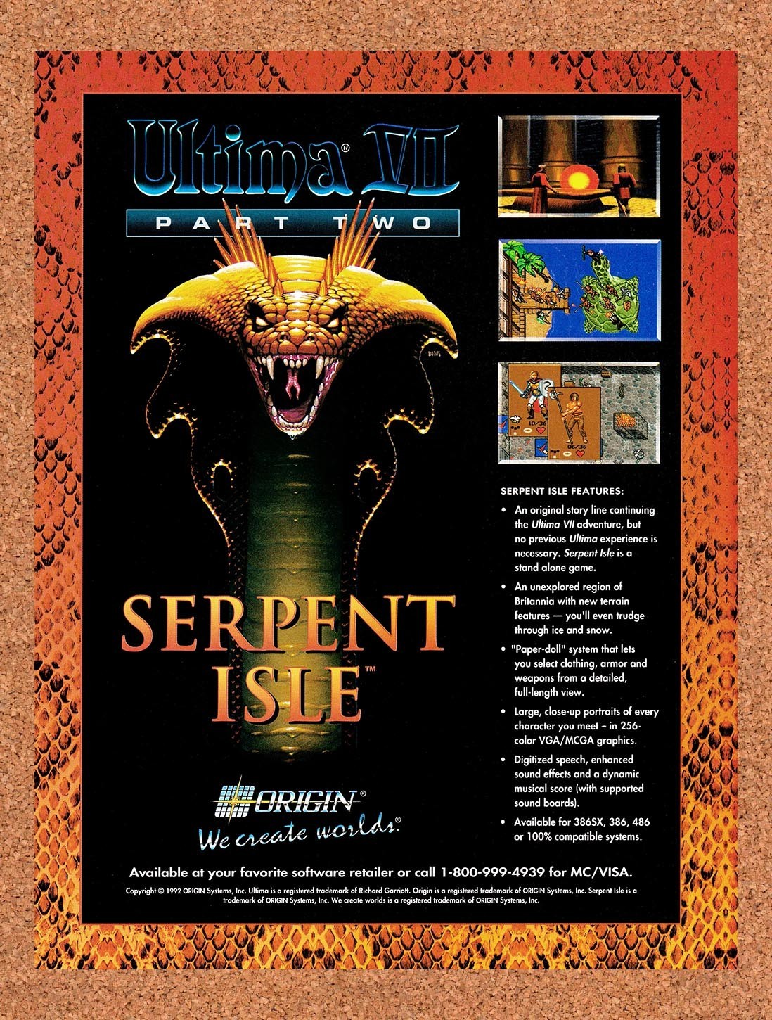 1993 Ultima VII Part Two Serpent Isle MS-DOS Original Advert / Retro Promo v1