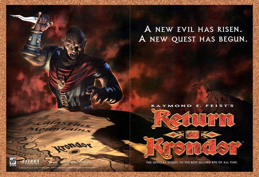 Return To Krondor PC Original 1998 Vintage Ad - Video Game Art Promo