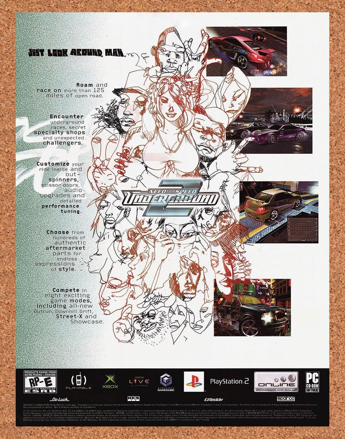 Original 2004 Need For Speed Underground 2 PS2 Vintage Ad - Video Game Promo
