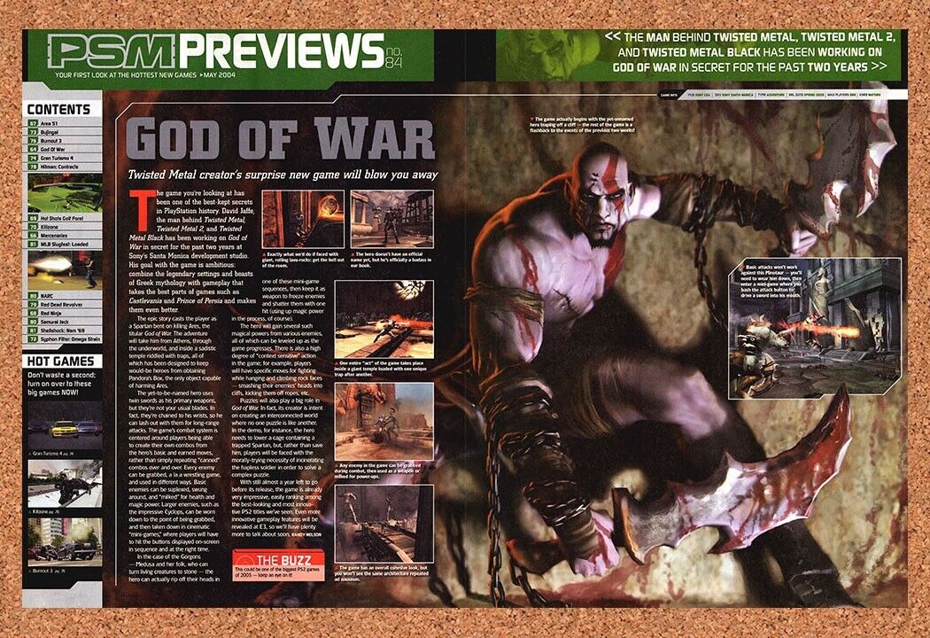 God Of War PS2 Original 2004 Print Ad Authentic Video Game Preview Promo