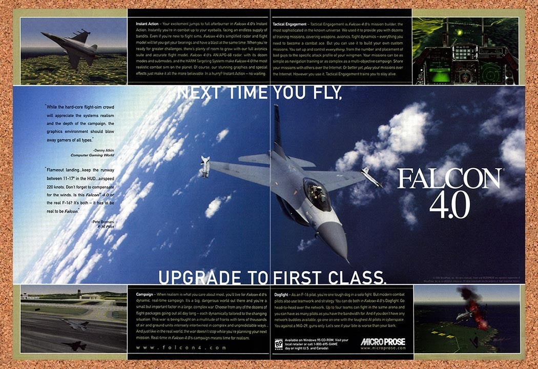 1998 Falcon 4.0 PC Original Advertisement / Retro Promo v3