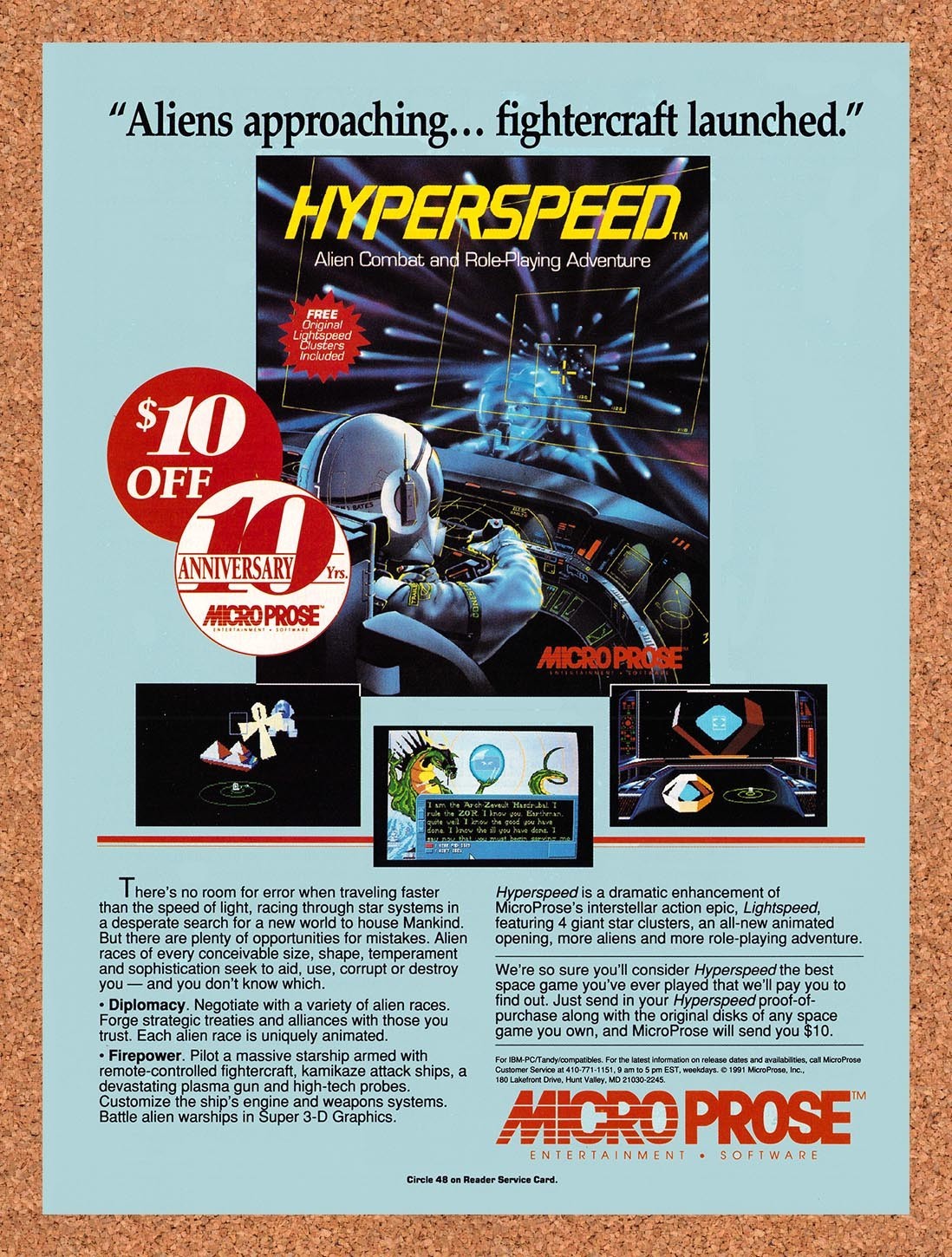1992 Hyperspeed PC Original Advertisement / Retro Promo v1