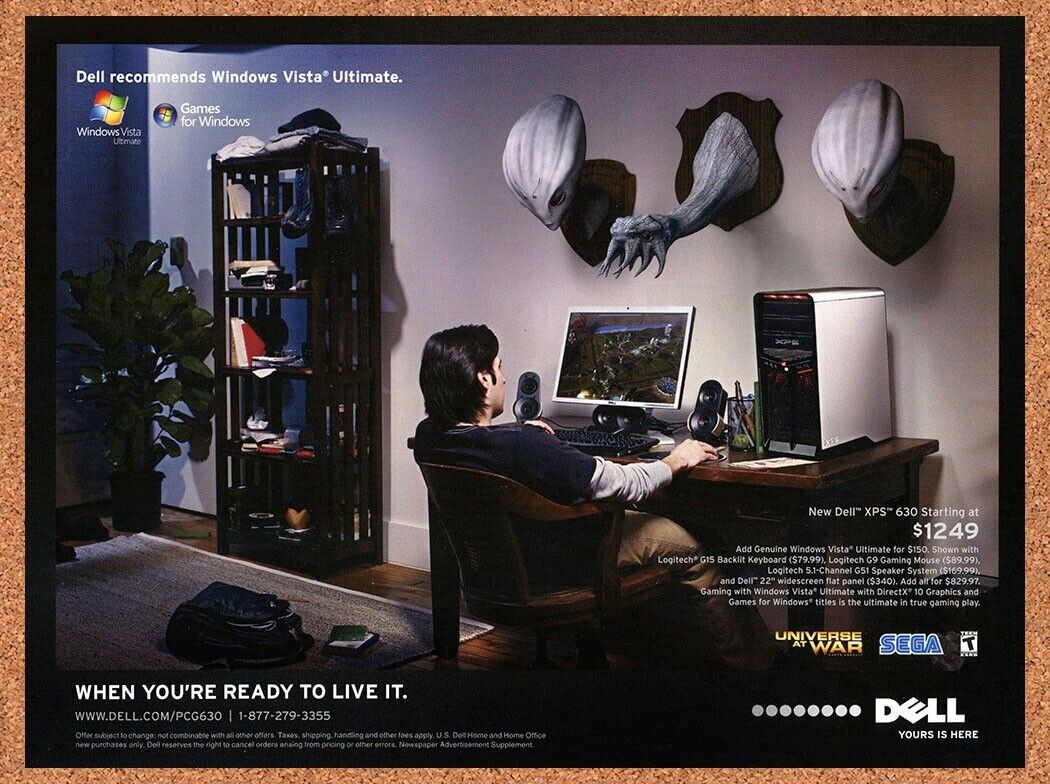Universe At War PC Original 2008 Ad Authentic Dell Windows PC Video Game Promo