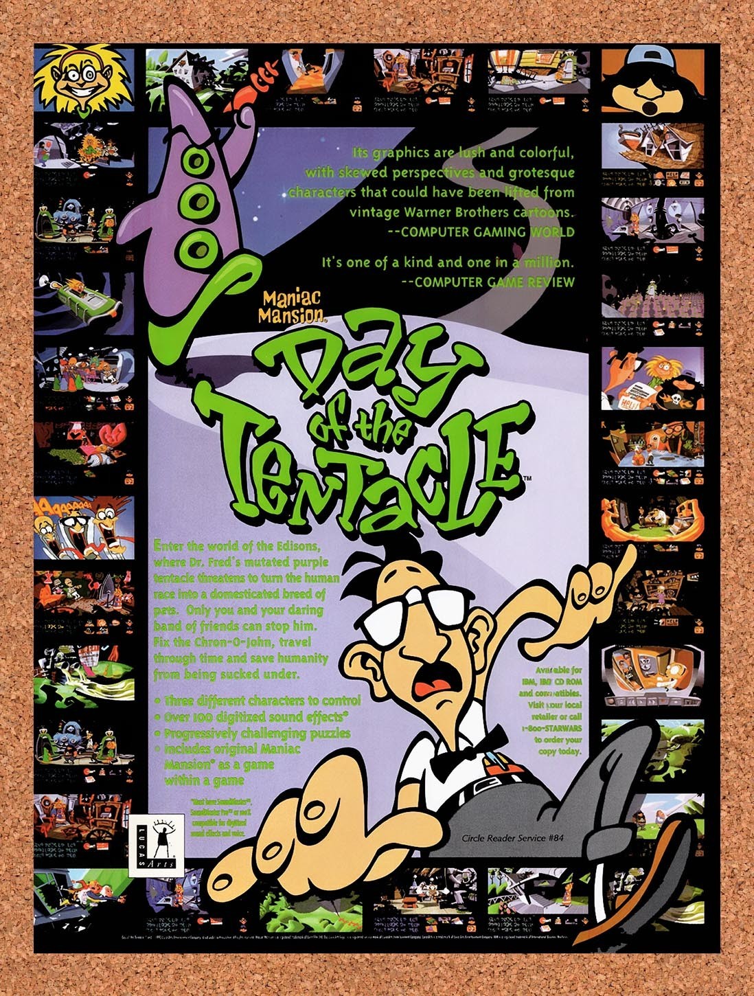 1994 Maniac Mansion 2 Day Of The Tentacle IBM Original Advertisement / Promo v1