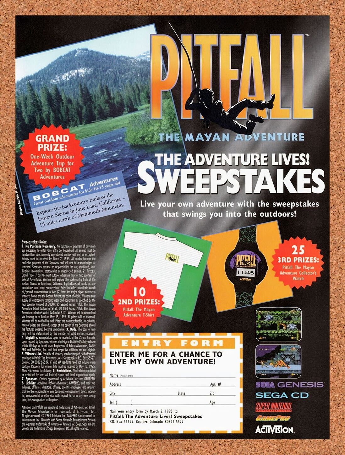 1995 Pitfall Sweepstakes Original Advertisement / Retro Wall Art v5