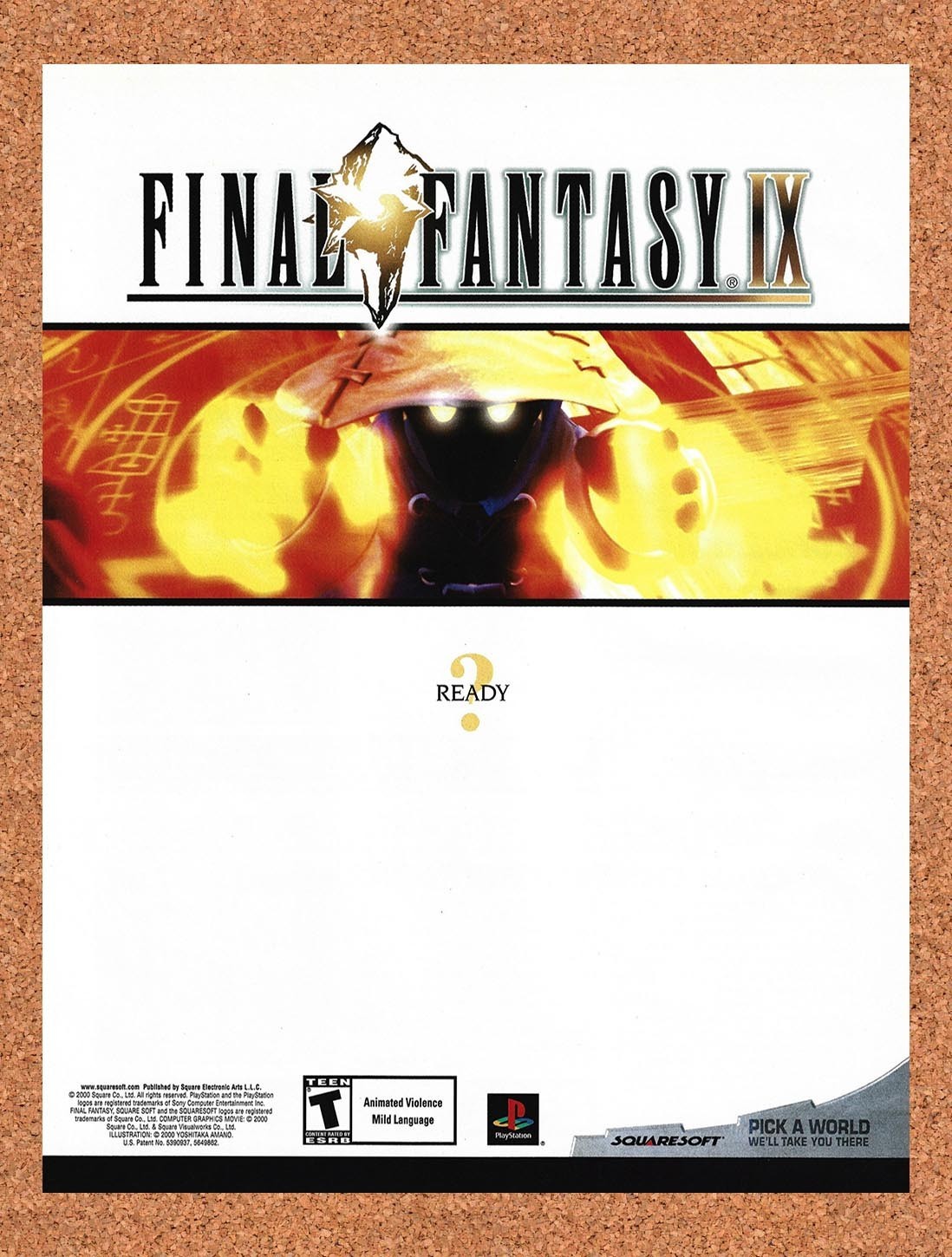 2000 Final Fantasy IX PS1 Black Mage Original Advertisement / Retro Promo v4