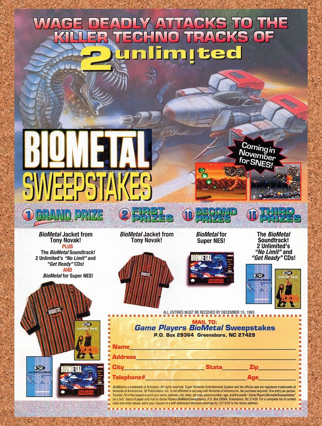 1993 Biometal Sweepstakes Original Advertisement / Retro Wall Art v3
