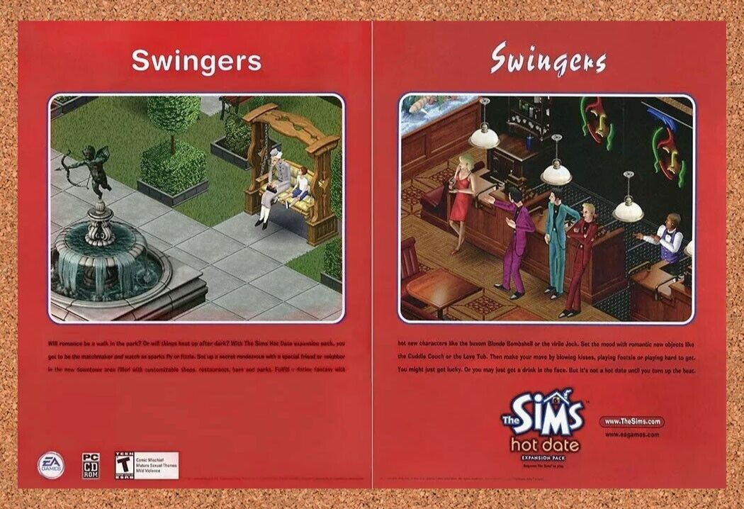 The Sims Hot Date Original 2003 Ad Authentic Funny Vulgar Video Game Promo v1