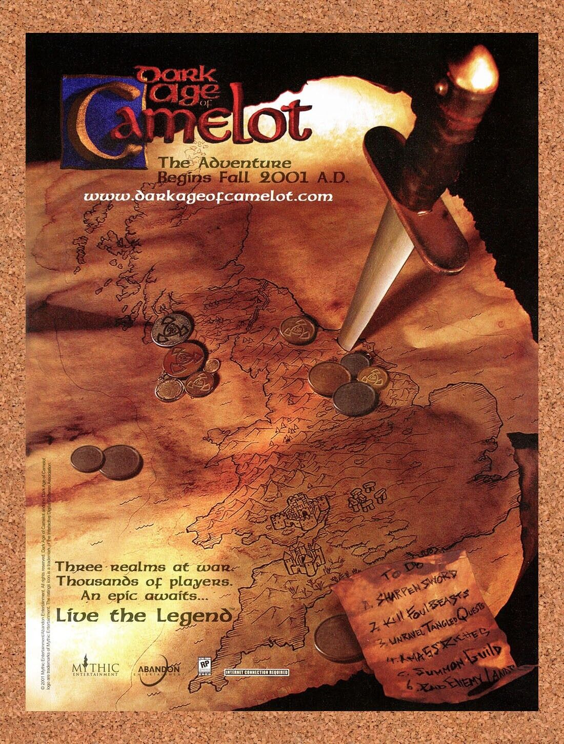 Dark Age Of Camelot PC Original 2001 Ad Authentic MMORPG Video Game Promo